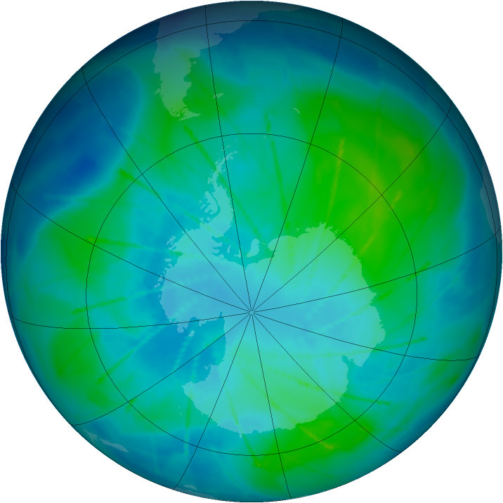 Antarctic ozone map for 07 February 2010